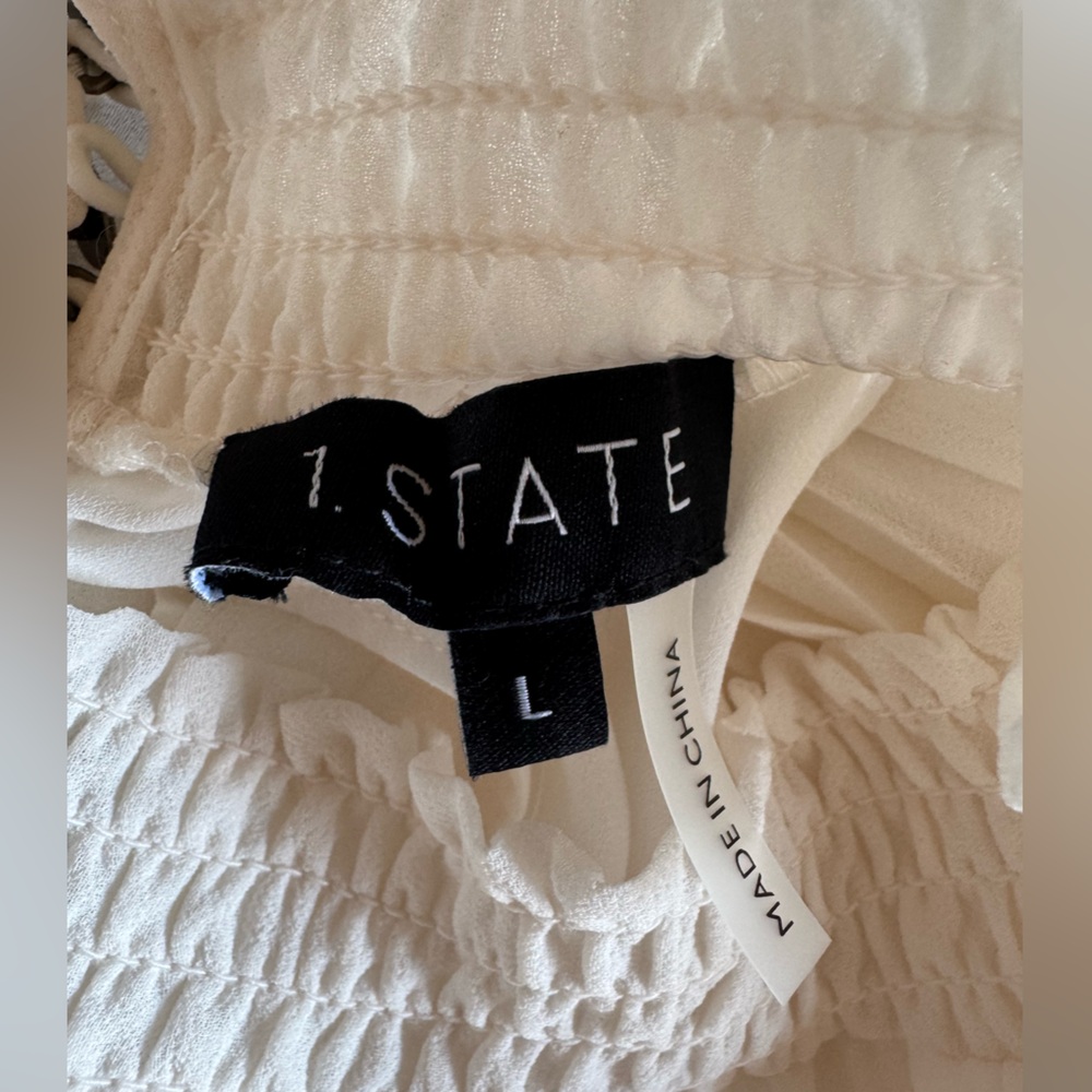 1. State White Pleated Maxi Dress Size L - Picture 6 of 7